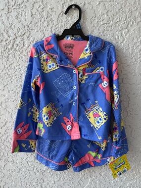Nickelodeon SpongeBob Squarepants Girl’s Blue & Pink Pajama Set size XS 4/5